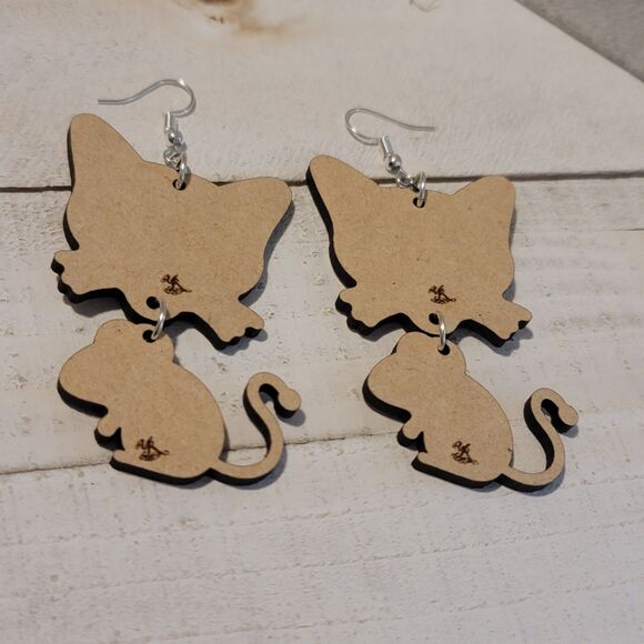 Handmade Cat and Mouse Earrings #1 - Picture 6 of 6